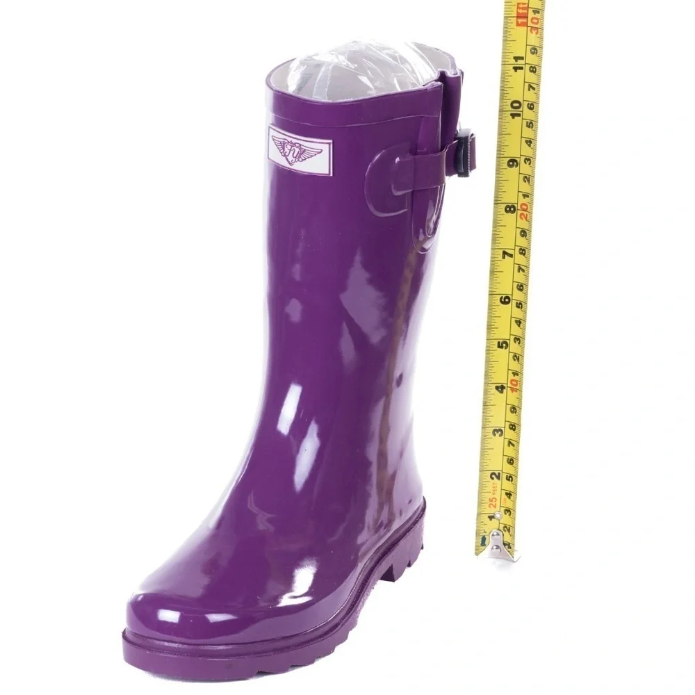 Women's Rain Boots, Rubber Mid Calf Rainboots, RB-1602, Purple